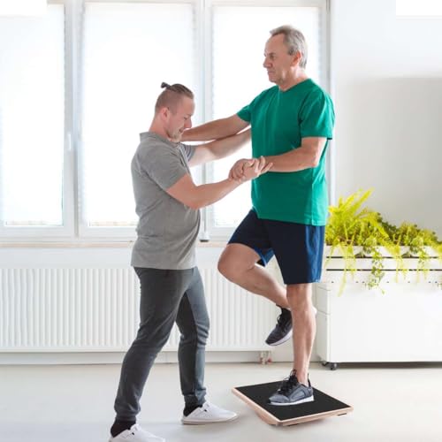 Wooden Wobble Board for Adults - Anti-Slip Balance Board for Stand-Desk Core Strength Therapy - color: Basics