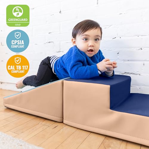 ECR4Kids SoftZone Junior Little Me Climb and Slide, Beginner Climber, Earthtone, 2-Piece - color: Earthtone