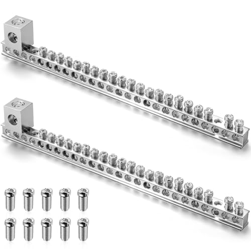 Relaxweex 2 Set Ground Bar Kit with 21 Terminal Positions and Ground Lug Bar Aluminum Grounding Lugs for Electrical Connections - size: 21 Terminal Positions