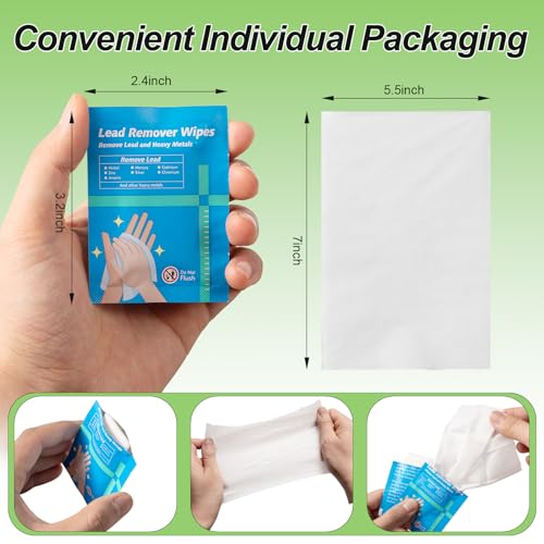 50Pcs Lead Removal Wipes for Shooting Heavy Metal Cleaning Tissues Cloths for Removing Lead Dirt Oil Individual Foil Package Gift Essential for Shooting Construction Factory Use