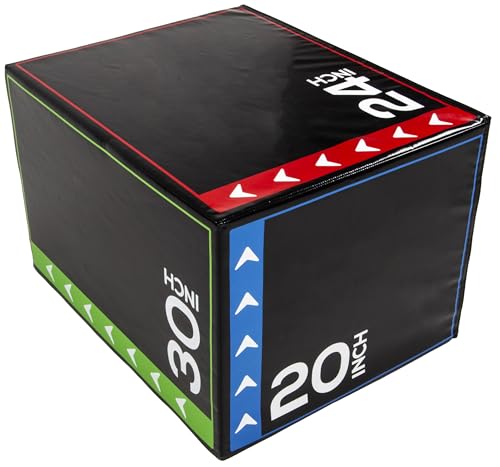 BalanceFrom 3-in-1 Foam Plyometric Jump Box for Home Gym with Multiple Height Options – Versatile Plyo with Non-Slip Surface for Strength, HIIT, Step-Ups, and Agility Training - color: Multi-Color, style: 20 x 24 x 30 inch (16lbs)