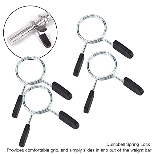 Bnineteenteam Barbell Spring Clip, 4 Pcs 24mm / 48mm Barbell Clamp Spring Collar Clip Dumbbell Spring Lock Fitness Equipment Lifting Kit