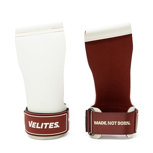 Velites - Official Crossfit® Games Quad Ultra Grips - No Chalk and Smooth Bars - Wristbands and Carry Bag Included - Pull-ups, Muscle-ups and Toes to bar - color: White, size: Large