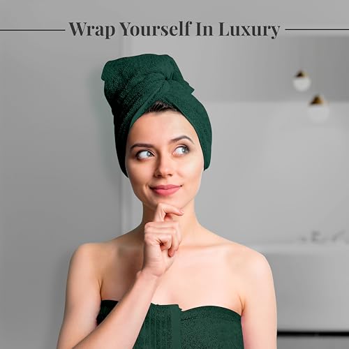 Tens Towels Pack of 8 Towels Set, 2 Extra Large Bath, 2 Hand, 4 Washcloths, 100% Cotton, Lighter Weight, Quicker to Dry, Super Absorbent, Perfect for Bathroom, Hunter Green - color: Hunter Green