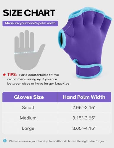 FitsT4 Sports Aqua Gloves Webbed Paddle Swim Gloves Fitness Water Aerobics - color: Purple/Teal, size: Large