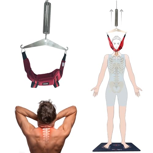 LittleMum Cervical Traction Apparatus, Spinal Decompression Device, Neck Stretcher (Dark RED-Velvet Head Halter)