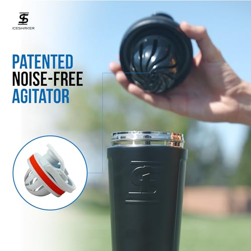 Ice Shaker Insulated Stainless Steel Shaker Bottle | 26oz, ICEE | Cold for 30+ Hours | Insulated Cup with Twist-on Agitator | Odor-Free Bottle for Protein Shakes, Water, Smoothies, Cocktails - color: ICEE