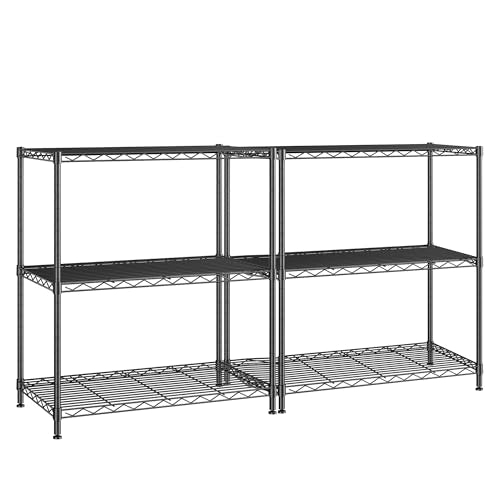 DurayLoly Storage Shelves Adjustable Wire Shelving Metal Wire Rack Shelving Unit Storage Shelf for Kitchen Laundry Room Pantry Closet Bathroom 24" W x 30" H x 14" D Black,2pc - size: Black-24" W x 30" H x 14" D（2P）