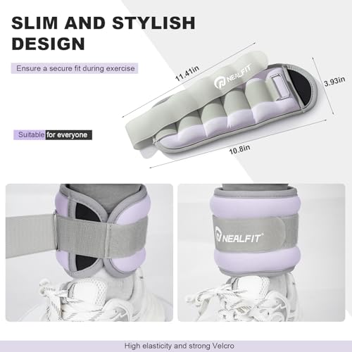 NEALFIT Ankle Wrist Weights, Adjustable Arm Leg Weights for Women Men, Secure Fit Non-Slip Exercise Weights for Home Workout, Running, Walking, Aerobics, Physical Therapy - color: Lilac Purple, size: 2Lbs Pair (1lb x 2)