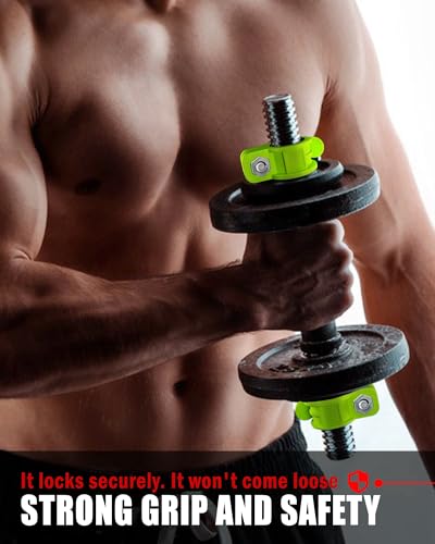 Mini Barbell Clips 1 inch I Multi-Size Adjustable Barbell Collar I 1 inch Barbell ClampsIQuick Release Weight Clips Pair of Locking for Dumbbell Bar - color: Green