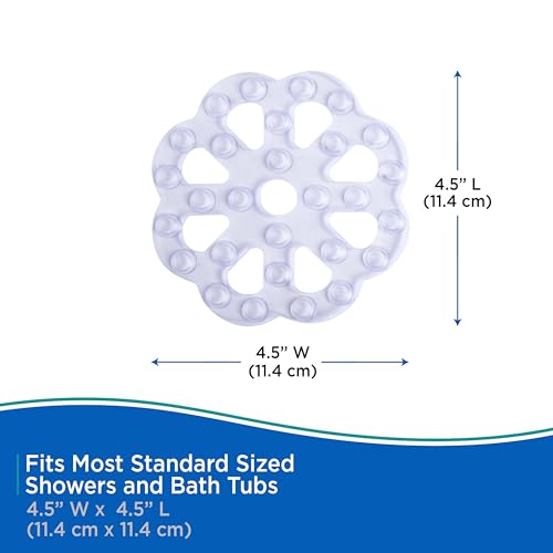 Kenney KN61549 Vinyl Bath Treads with Suction Cups for Use Inside The Bathroom Shower, 5" L x 5" W, Clear (Pack of 4) - size: 5" (Round) (Pack of 4)
