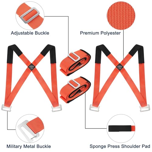 Ytonet Moving Straps, Lifting Straps for Move Furniture, 2-Person Shoulder Lifting and Moving System for Appliances, Mattresses, Heavy Objects up to 800lbs, Furniture Strap Round Sling, Orange - size: 120 inches