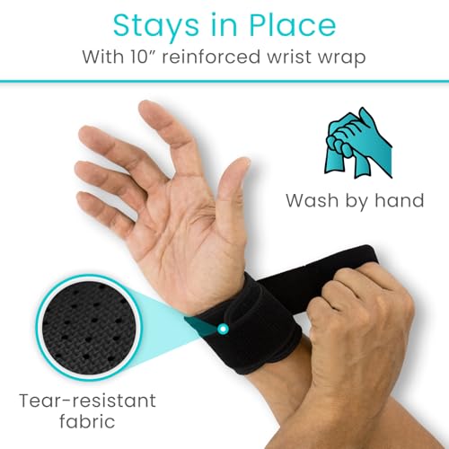 Vive Wrist Wrap Support Braces (2 Pack) | Tennis, Weightlifting, Golf, Sports Band - Adjustable Compression Strap for Tendonitis, Carpal Tunnel & Arthritis - Men/Women