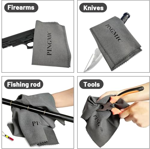 Silicone Gun Cleaning Cloth 5 Pack – 12"x12" Lint-Free Pre-Treated Silicon Gun Polishing Wipes – Rust Prevention Microfiber Cloth for Firearms, Knives, Tools & Optics