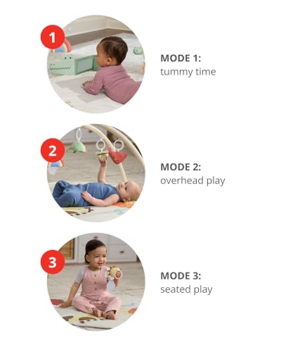 Skip Hop Baby Play Gym 3-in-1 Sensory Tummy Time Activity Mat with 17+ Skill-Building Developmental Activities, 14 Animals & Shapes, 5 Hanging Toys and Crocodile Mirror, Geometric Wonders, Age 0-2y - color: Geometric Wonders Play Gym