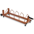42''L x 13.6''W x 5.1''H Horizontal Weight Plates Rack Olympic Bar Storage Rack Organizer with Handle and Rolling Wheels Brown