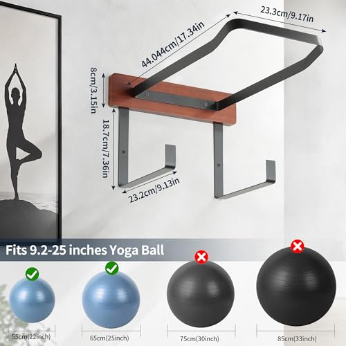 Yoga Ball Holder Wall Mount – Fits Trideer Pilates Exercise Balls | Heavy Duty, Storage Yoga Mat, Resistance Bands, Fits Trideer, Gaiam, ProBody Pilates Exercise Balls, Perfect for Home Gym