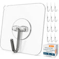 GLUIT Adhesive Wall Hooks for Hanging Heavy Duty 22 lbs Hooks for Walls No Drill, Towel Sticky Clear Hook, Waterproof, Home, Bathroom, Kitchen, Office, and Outdoor 12 Pack - size: Medium, 12 pcs