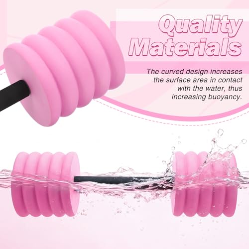 Soulchen Pool Exercise Set Including Long Aquatic Exercise Dumbbells,Pool Ankle Weights,Swim Belt,Water Aerobics Water Aerobics Equipment Set for Full Body Swim Training Kit - color: Pink, size: Middle