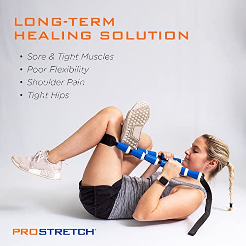 ProStretch StretchRite, Stretching Strap for Sore Muscles, Blue/White | Physical Therapy Stretching Strap with Grip Handles for Tight Muscles - color: Blue/White