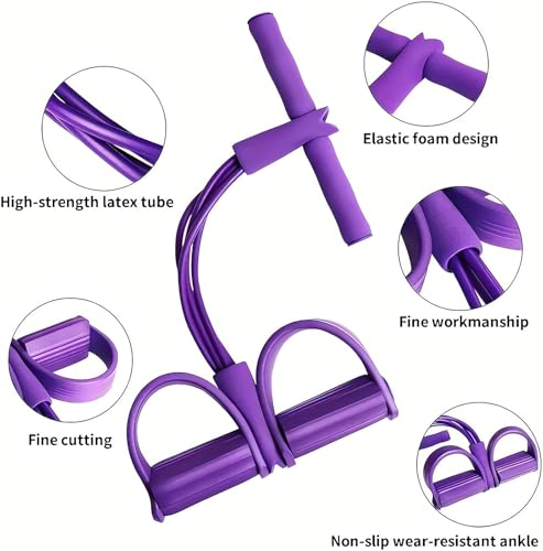 21 Fitness Resistance Bands-4 Tube Pedal Ankle Puller - 2023 New Sit up Leg Stretch Rope Exercise Bands with Handles, Stretching Workout Fitness Bands for Arm Weights Exercise Equipment - color: Green