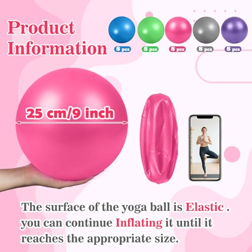40 Pcs Small Exercise Pilates Ball Bulk 9 Inch Mini Yoga Balls Anti Burst and Slip for Stability Fitness Physical Therapy Stretching & Core Workout at Home Gym Office Class - color: Multicolor
