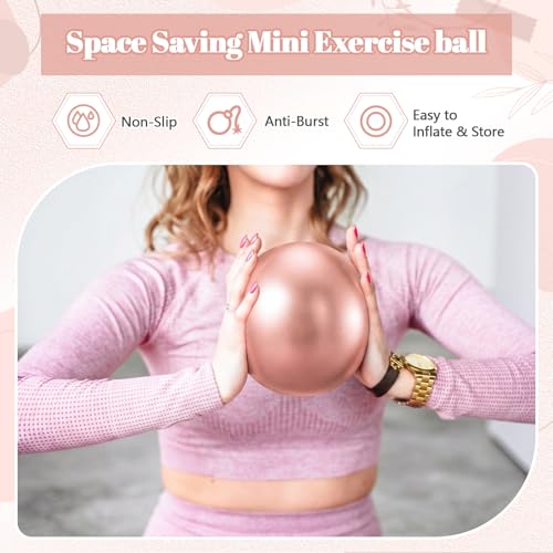 Sotiff 20 Pcs 9 Inch Pilates Ball Bulk Exercise Pilates Ball Mini Yoga Balls Therapy Core for Stability Barre Training Stretching Physical Posture Training Gym Workout with Inflation Tube - color: Champagne