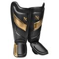 Hayabusa T3 Striking Shinguards - Men and Women | MMA Protection, Muay Thai Kickboxing, Sparring Pads, Martial Arts Gear, Adjustable Straps, Impact Padding, Elastic Fit - color: Black/Gold, size: Medium