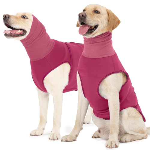 ROZKITCH Dog Anxiety Calming Hoodie, Soft Neck Wound Cover with Long Turtleneck, Breathable Anti-Anxiety Vest for Vet Visits with Adjustable Fit Rosered M - color: RoseRed, size: M