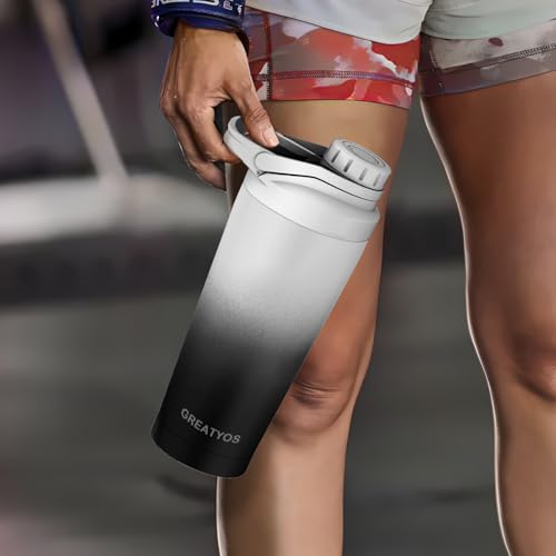 Stainless Steel Shaker Bottle with Noise-Free Design - Patented 24 oz Insulated Metal Shakers Bottles Cup for Protein Mixes and Pre Workout 100% Leak Proof (Day Night) - color: Day Night