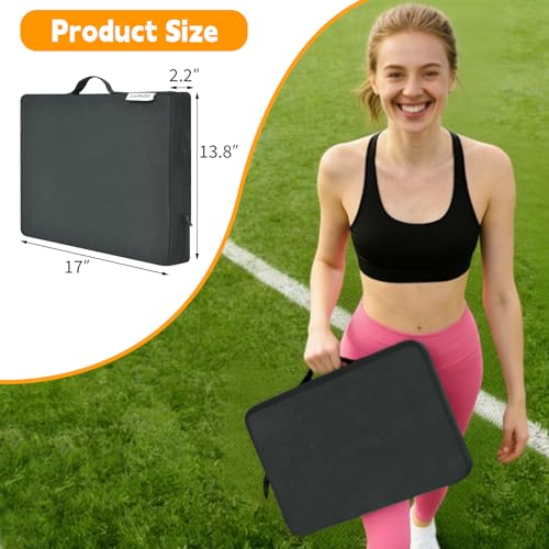 2 PCS Stadium Seat Cushions,Portable Waterproof Bleacher Pads with Handle,2.2" Foam Stadium Pads with 900D Oxford & Water-Repellent Lining for Indoor Outdoor Events - color: Dark Grey, size: 2.2''