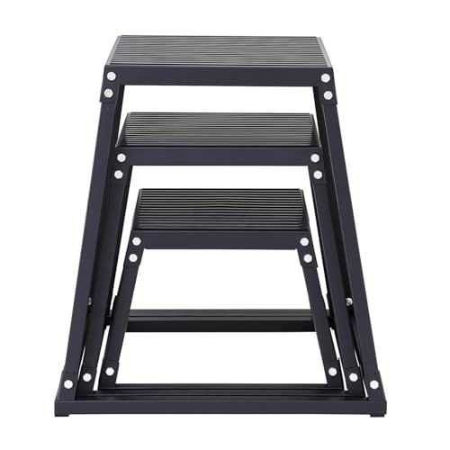 VEVOR Plyometric Platform Box, Plyometric Jump Box, Fitness Steel Plyo Box for Home Gym Jump Training, Crossfit, Conditioning, Strength Training, Black