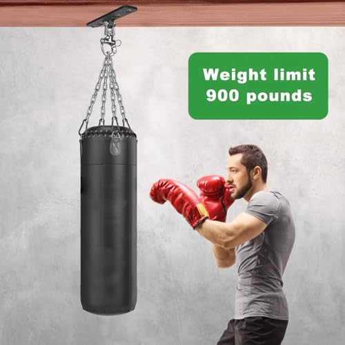 Dolibest Heavy Bag Hangers Brackets, Punching Bag Hangers, Heavy Bag Ceiling Mount for Body Weight Strength Training Systems, Aerial Yoga Swing & Hammock, Resistance Band - color: 4 Holes Punching Bag Hanger With Chain