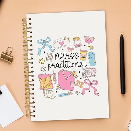 Nurse Practitioner Gifts Spiral Notebook 5.5x8.3 in, Nurse Appreciation Week Gifts, Coquette Bow Nursing Medical Hardcover Notebook Journal for Women Work - color: Coquette Bow Nursing