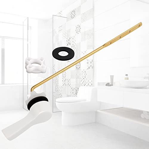 Hibbent Universal Metal Front Mount Toilet Handle Replacement Kit | White Finish Solid Brass Toilet Flush Tank Lever, Stainless Steel Flapper Chains for Most Toilet Tanks - color: White, style: Upgraded Front Mount