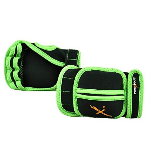 MaxxMMA Adjustable Weighted Gloves, 2 lb. Set - Removable Weight (2 x 0.5 lb. Each Glove) for Sculpting MMA Kickboxing Cardio Aerobics Hand Speed Coordination Shoulder Strength - color: Black