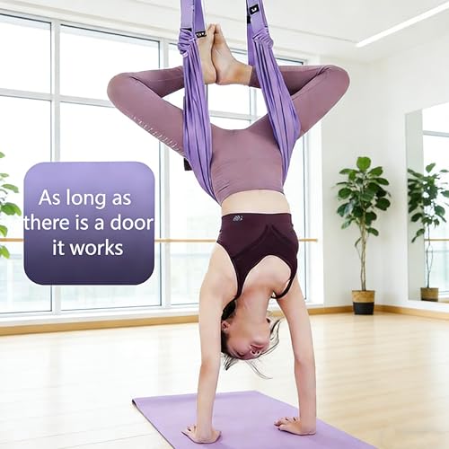 Door Swing Yoga Silk Yoga Strap for Home Aerial Flexibility Training | Soft silky fabric, door mounted design, full body stretch, aerial yoga workout for adults & dancers