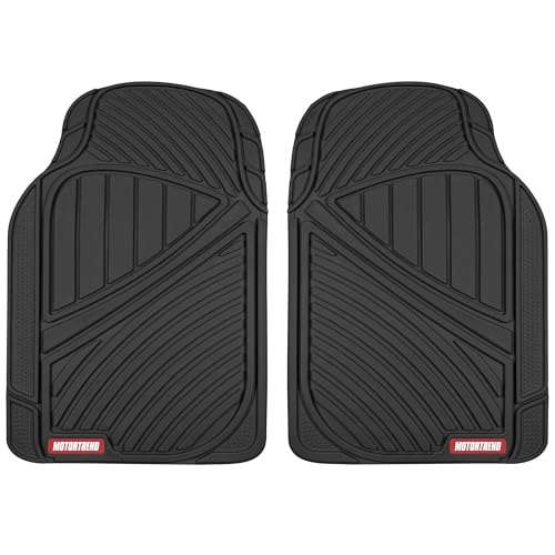 Motor Trend FlexTough All-Weather Rubber Car Floor Mats Set of 2 Front Liners - Heavy Duty Waterproof Automotive Floor Mats for Cars, Trucks & SUVs, Universal Trim-to-Fit, Interior Carpet Protection - color: Black - 2 Piece