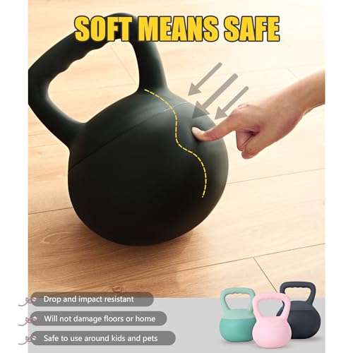 sogesfurniture Soft Kettlebells,Safe Strength Training Kettlebells,Iron Sand Filled Weights Strength Training Kettlebells,Fitness Soft Kettlebells for Women Men Children - color: 10LBS-Black&Grey