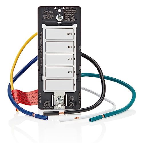 Leviton Countdown Switch for lights, attic, heaters, pool pumps, 2-4-8-12 hour, Neutral Wire Required, 20A, 1 HP/16A Fan/Motor, Single Pole, Multi-Way or Multi-Timer, DT212-1LW, White - style: 2-4-8-12 hour, Neutral Wire Required