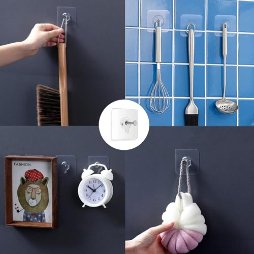 14PCS Picture Hangers Without Nails, Wall Hangers Without Nails, Adhesive Wall Hooks, to use Inside Kitchen, Bathroom, Home and Office (14mm) - style: Minimalist