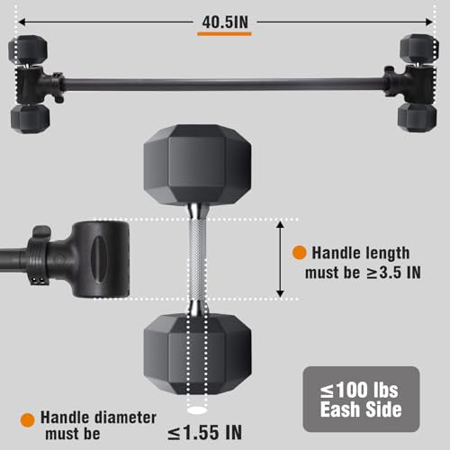 Upgraded Dumbbell Barbell Converter Bar - Transform Dumbbells into Barbell, Adjustable Weights, Up to 200 lbs, Suitable for Home Gym Fitness