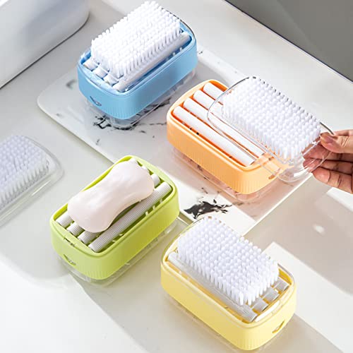 Multifunctional Foaming Soap Box for Soap Holder,Laundry Cleaning Brush | Portable Scrubbing Soap Dispenser Roller,Soap Cleaning Storage Foaming Box for Home Bathroom Kitchen - color: Blue