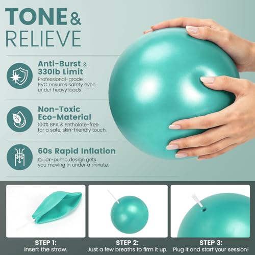 Pilates Kit for Women 13PCS, Pilates Ring Ball Resistance Bands Workout Set | Pilates equipment set for women and beginners, at home pilates kit for mat workouts, toning, stretching and strength training - color: Teal