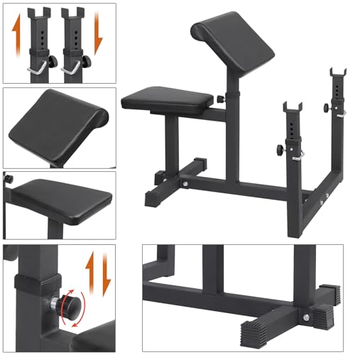 HSM Preacher Curl Weight Bench Max load 450lbs Strength Training Seated Arm Isolated Barbell Dumbbell Biceps Station Home Gym