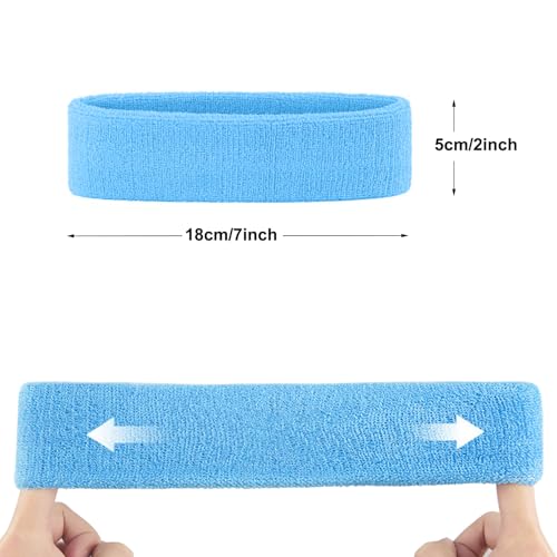 6pcs 80s Headbands for Women, Terry Cloth Sports Headband Neon Sweatbands 80s 90s Party Costume Accessories for Retro Party Decorations Gym Yoga Tennis Running Fitness