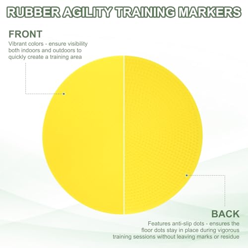 Spot Markers, Poly Spot Marker for Agility Training Floor Dots Non Slip Flat Field Cones - color: Yellow, size: 15 cm/5.9inch