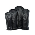 Golf Club Covers – Blackout Leather Driver Headcover, Fairway Wood, 3 Wood, Hybrid, Fits Mallet Blade Putter Head Covers Alignment Stick Cover - size: SET