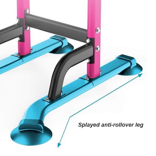 SogesHome Power Tower Pull Up Bar and Dip Station, Height Adjustable Dip Stand Exercise Machine for Home Gym, Multi-Functional Free Standing Strength Training Fitness Workout Station - color: Pink