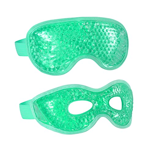 2PCS Gel Eye Mask Reusable Cold Therapy Gel Bead Eye Mask for Puffiness/Dark Circles/Eye Bags/Dry Eyes/Headaches/Migraines/Stress Relief(Green) - color: Green